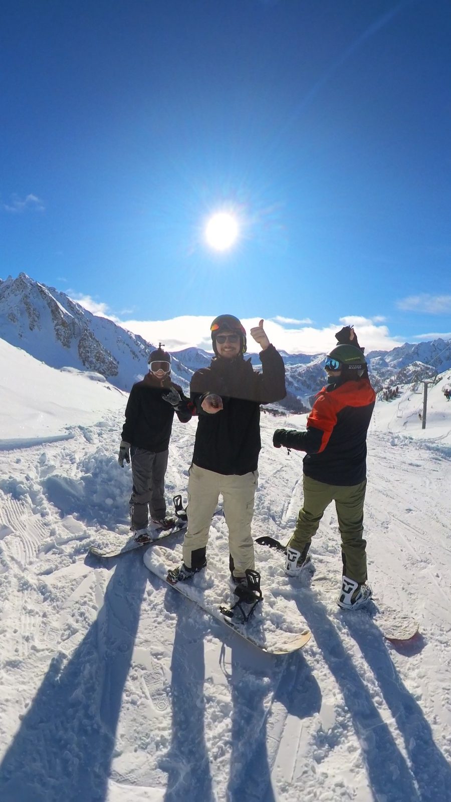 Snowboarding with friends